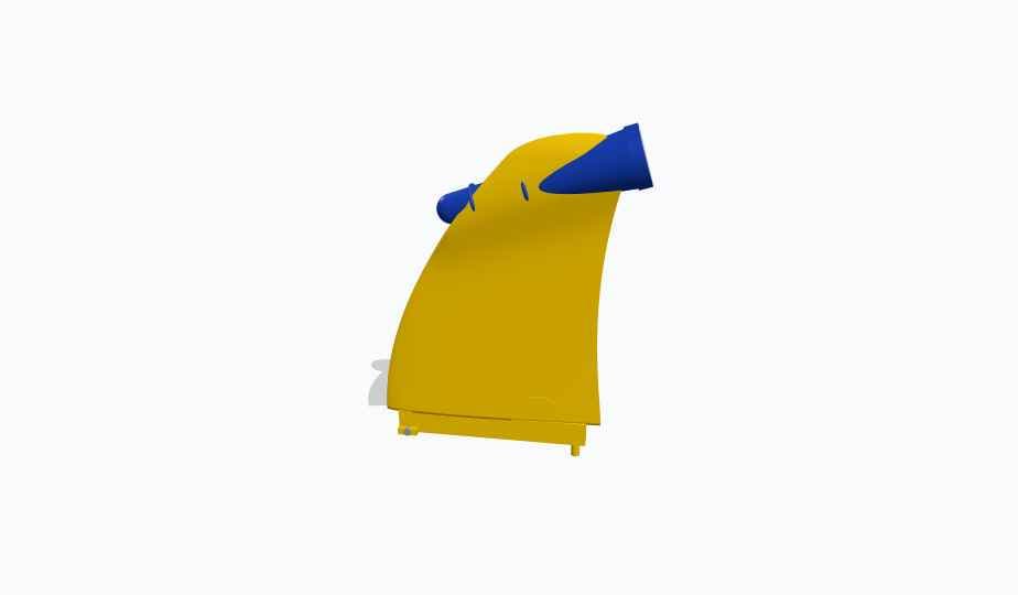 Yellow GLoFin Esca Surf II fin model with its blue underwater light assembly